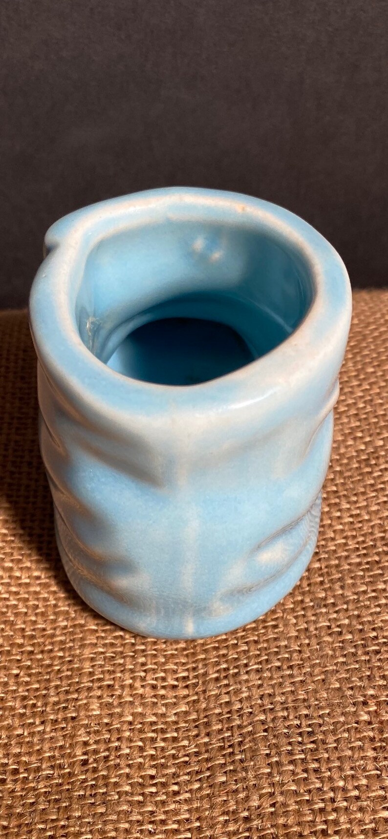 Vintage blue baby shoe planter