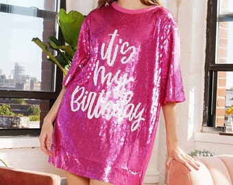 Birthday Behavior Long Sleeve Sequin Dress in Pink - Etsy Birthday Behavior Long Sleeve Sequin Dress in Pink - Etsy