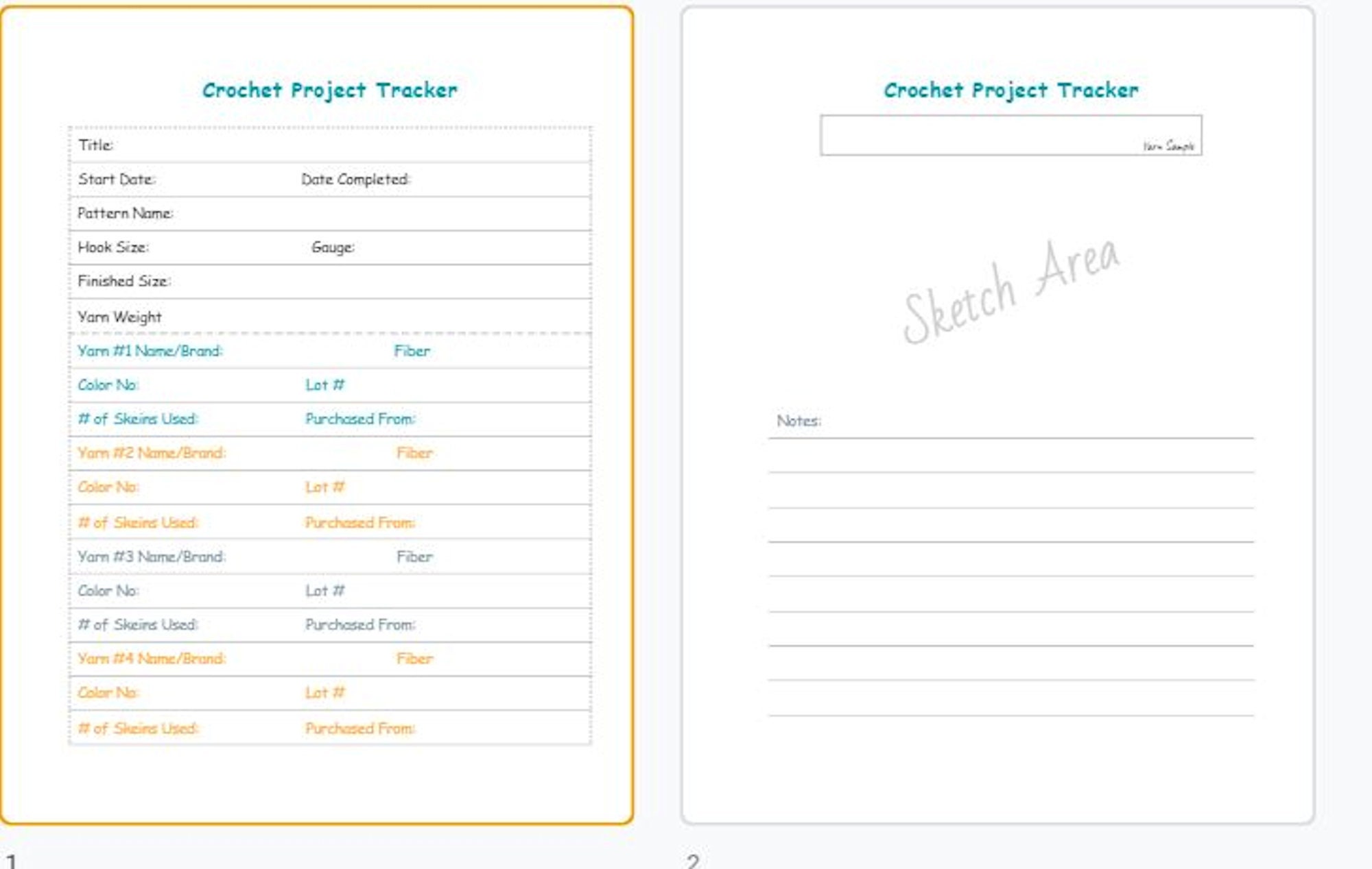Crochet Project Tracker Sheet PDF Digital Download 8-1/2 - Etsy