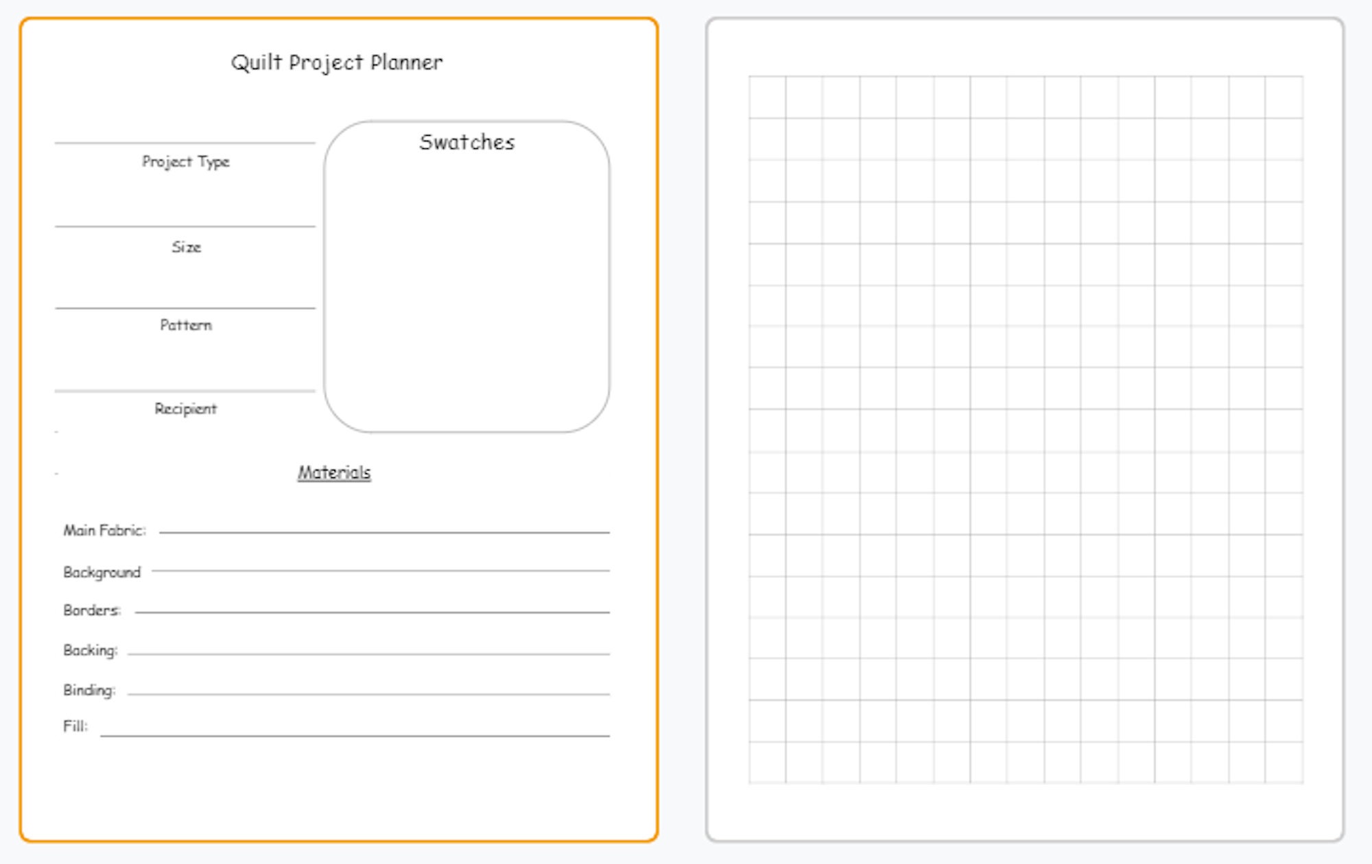 Quilt Project Planning Sheet PDF Digital Download 8 1 2 Etsy