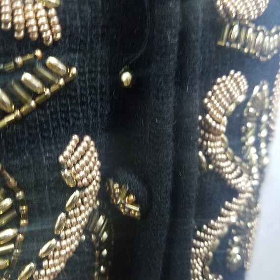 Vinatge Black and Gold Sequin Lambswool Cardigan - image 8