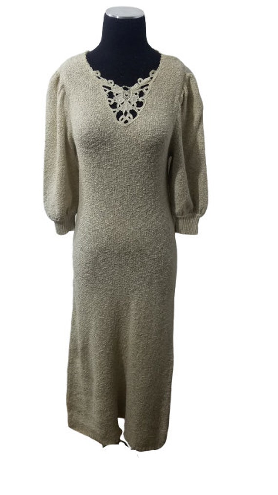 cream fitted sweater dress Baltic Born Womens Suki V Neck Sweater Dress | Cream