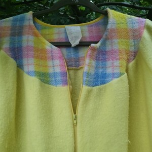 Vintage Yellow Maxi Plaid Detail Sleep Robe, Lounge Wear, Pajamas