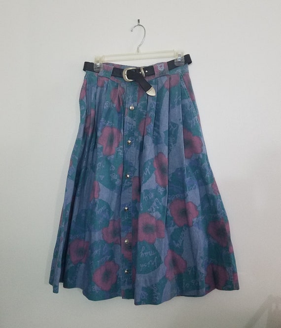 Vintage Midi-Length Gloria Vanderbilt Denim Print… - image 2