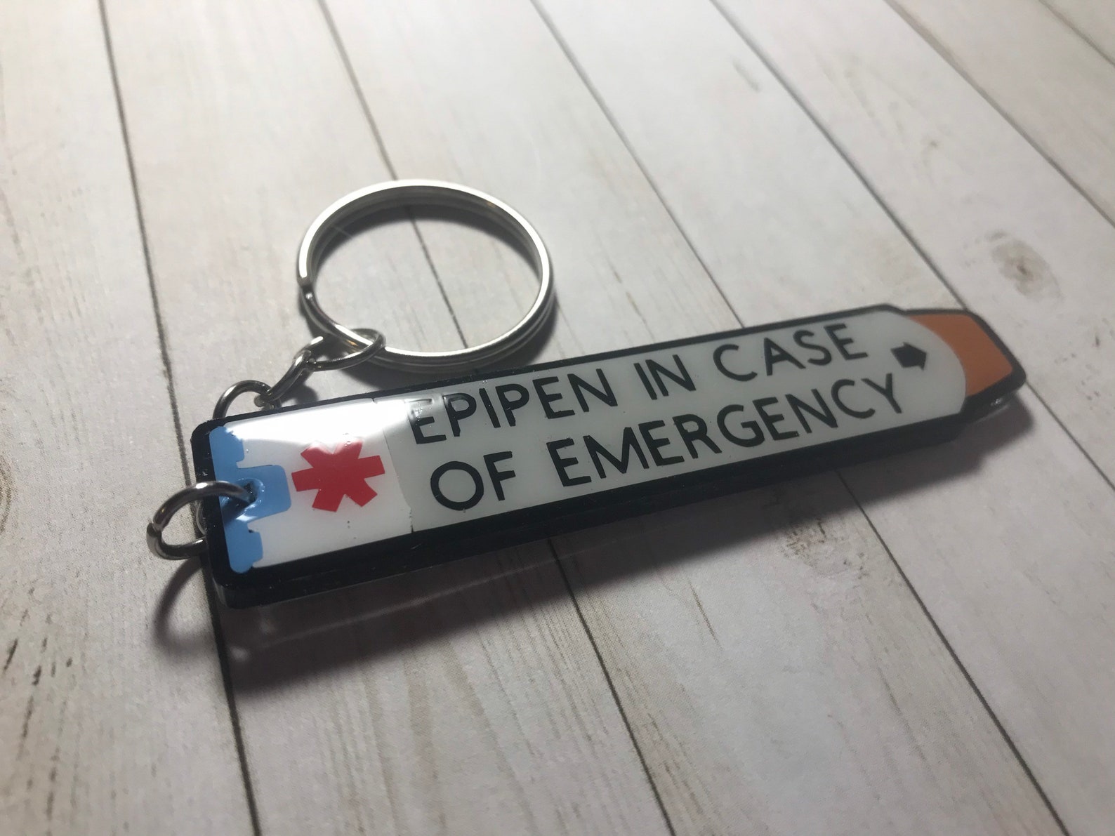 Epipen Keychain Medical alert keychain Health tag Epipen Etsy