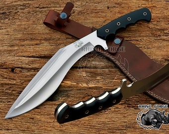 Handmade D2 Steel Bowie Knife: Micarta Handle, Leather Sheath
