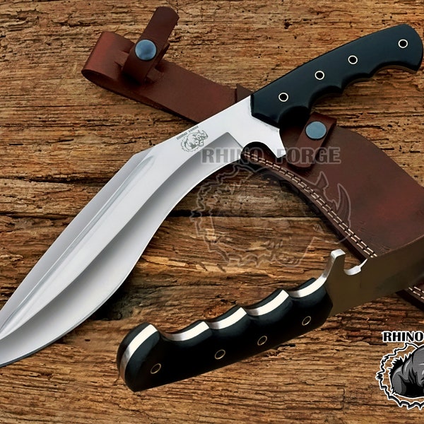 D2 Steel Bowie Knife, Handmade D2 Tool Steel Kukri Knife Hunting Survival Knife With Micarta Handle, Hand Forged Damascus Kukri Knive  FRD09