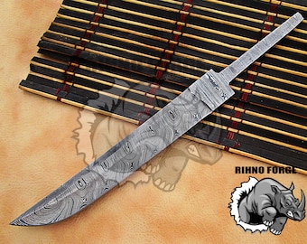 Handmade Damascus Steel Hunting Knife Blade Blank, 12-Inch