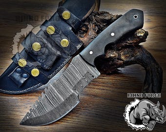 Handmade Damascus Steel Tracker Knife, Micarta Handle