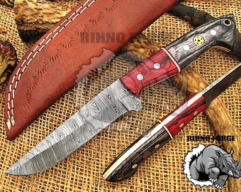 Damascus Knife, Handmade Damascus Steel Hunting Knive, Gift for Anniversary, Wedding, Gift For Men, Hand Forge Damascus Skinner Knife. UD 51