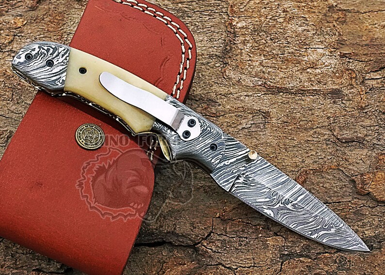 Damascus Knife Damascus Folding Knife Handmade Damascus Pocket Etsy