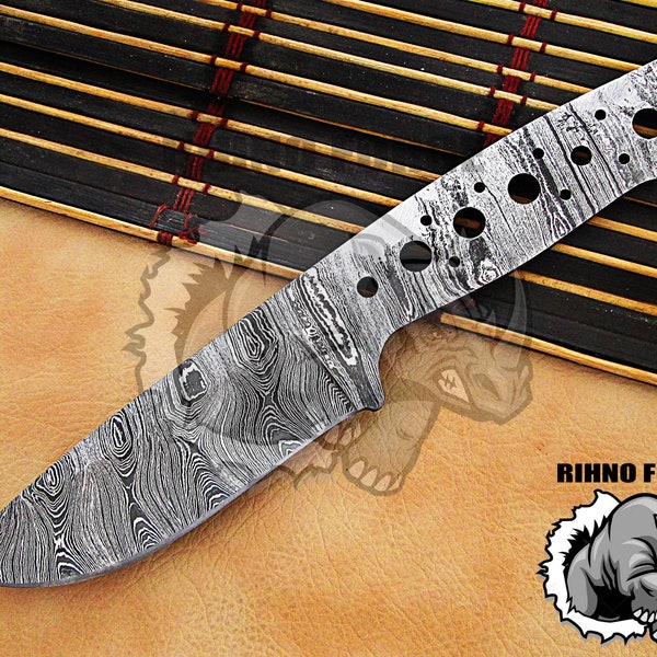 9" Damascus Steel Blank Blade Handmade Damascus Blade For Knife Making Blank Blade For Hunting , Bushcraft, Survival, EDC Knife UB-03