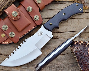 D2 Steel Hunting Knife Custom Handmade D2 Tool Steel Tracker Knife Hunting Survival Knife MICARTA Handle USH 20