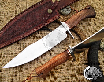 Bowie Knife Custom Handmade 440c Stainless Steel Bowie  Knife Hunting Survival Knife With Walnut Wood Handle USH 01