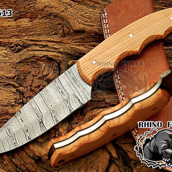 Damascus Knife, Handmade Damascus Steel Hunting Knive, Gift for Anniversary, Wedding, Gift For Men, Hand Forge Damascus Skinner Knife. RF613