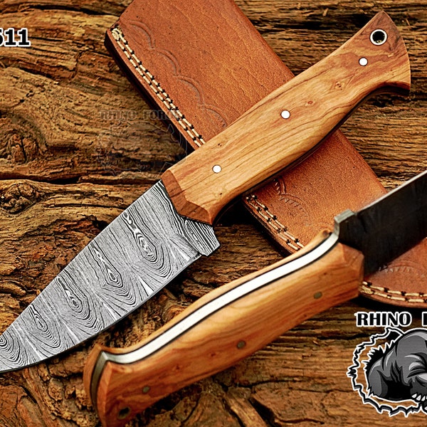 Damascus Knife, Damascus Fixed Blade Knife with Sheath, Damascus Skinner Knife, Gift for Him, Handmade Damascus Steel Hunting Knife,