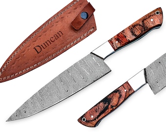 12" Damascus Chef Knife: Personalized Exotic Wood Handle