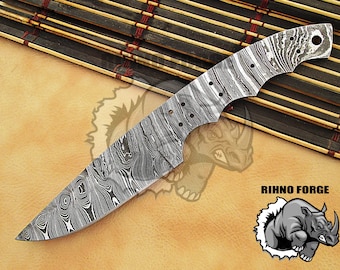 Handmade Damascus Steel Knife Blade Blank, Twist Pattern, 9.75 Inch