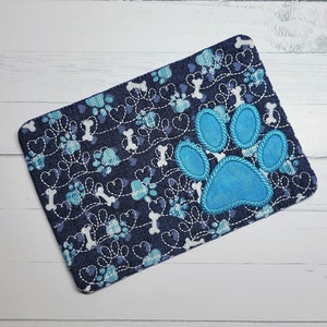 Blue Pawprint Mug Rug / Dog Lover Gift / Mug Mat / Snack Mat / Animal Lover Gift / Dog Person Mug Rug / Pet Parent / Dog Mom / Dog Dad / Dog