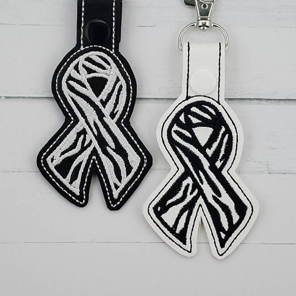 RARE DISEASES AWARENESS Ribbon Snap Tab Clip Keychain - Emblem for Neuroendocrine Tumors including Carcinoid Cancer & Ehlers-Danlos Syndrome