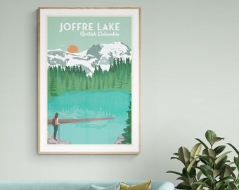 JOFFRE LAKE POSTER - Joffre Lake Provincial Park - Vintage Travel Poster - Minimalist Art Prints | Travel Art Deco Posters | Wall Hangings |