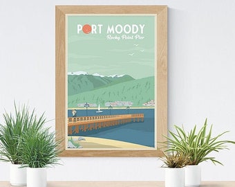 PORT MOODY POSTER- Vintage Travel Poster - Minimalist Art Prints | Travel Gifts | Travel Art Deco Posters | Wall Hangings | Canada print