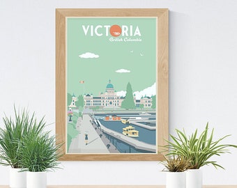 Victoria Canada Poster – Vintage Travel Art Print