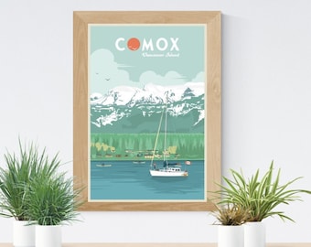 COMOX British Columbia POSTER - Vintage Travel Poster - Minimalist Art Prints | Travel Art Deco Posters | Wall Hangings |