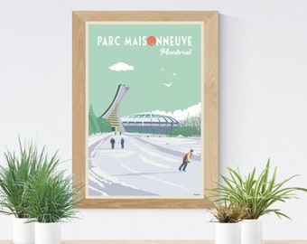 Parc Maisonneuve Montreal Poster – Vintage Travel Art Print