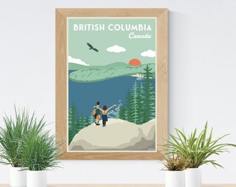 British Columbia Travel Poster – Vintage Deep Cove Art Print