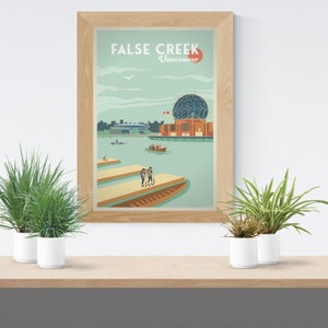 FALSE CREEK POSTER- affiche de voyage vintage - Minimalist Art Prints | Cadeaux de voyage | Travel Art Déco Posters | Tentures murales | Impression canada