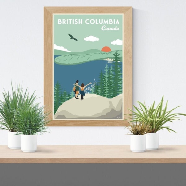 BRITISH COLUMBIA travel poster - Deep cove reedition- Vintage Travel Poster - Minimalist Art Prints | Travel Gifts | Travel Art Deco Posters