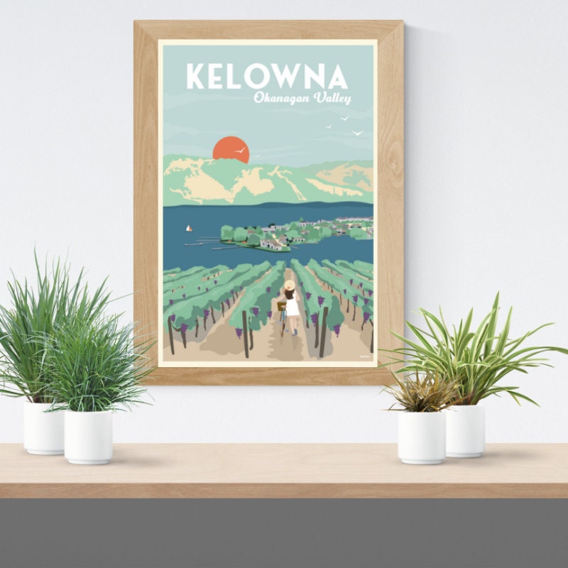 KELOWNA POSTER Vintage Travel Poster Minimalist Art Prints Etsy