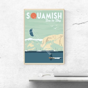 SQUAMISH POSTER - Vintage Travel Poster - Minimalist Art Prints | Travel Gifts | Travel Art Deco Posters | Wall Hangings |