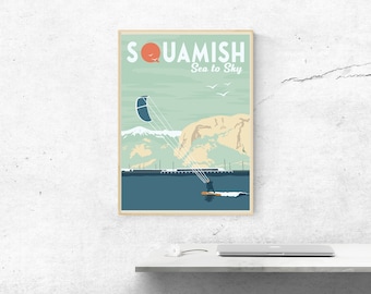 SQUAMISH POSTER - Vintage Travel Poster - Minimalist Art Prints | Travel Gifts | Travel Art Deco Posters | Wall Hangings |