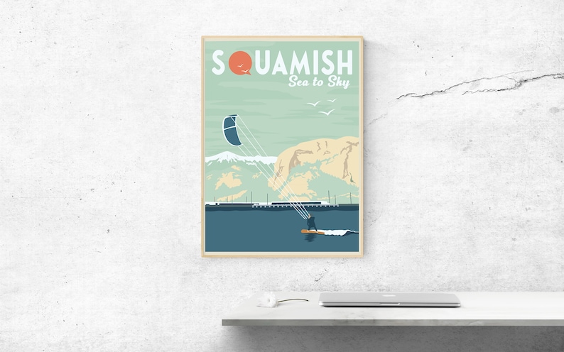 SQUAMISH POSTER Vintage Travel Poster Minimalist Art Prints Travel Gifts Travel Art Deco Posters Wall Hangings image 1