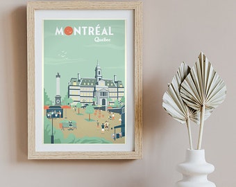 AFFICHE MONTRÉAL - Affiche de voyage vintage - Tirages d’art minimaliste | cadeaux de voyage | Voyage Affiches Art Déco | Tentures murales |