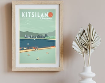 Kitsilano Vintage Travel Poster – Minimalist Art Deco Canada Print
