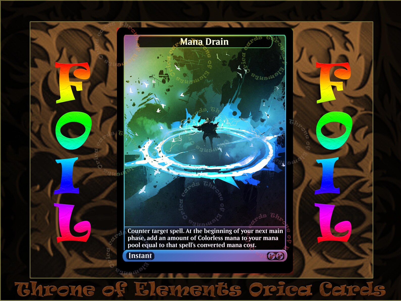 Mana Drain FOIL Custom Full Art Orica Test Card Proxy Etsy
