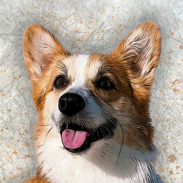 Custom Pet Portrait Gift Canvas Painting, Personalized Dog or Cat Sketch, Custom Pet Drawing, Drawn Pet Loss Bereavement Memorial