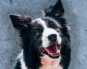 Custom Pet Portrait Gift Canvas Painting, Dog Portrait, Pet Memorial Gift, Pet Art, Personalized Dog or Cat Sketch, Custom Pet Drawing,