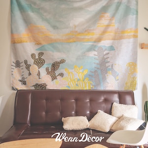 Wall Tapestry Wall Hanging Cactus Tapestry Mountain Tapestry Sunrise Desert Abstract Wall Decoration For Bedroom Living Room Dorm