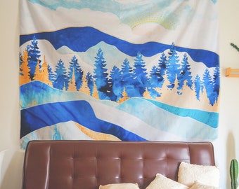 Wall Tapestry Wall Hanging Forest Tapestry Mountain Tapestry Sunrise Tapestry Abstract Wall Decoration For Bedroom Living Room Dorm
