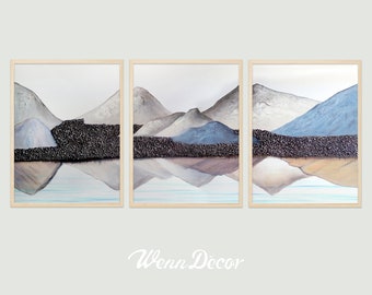 Set Of 3 Prints Mountain Print Abstract Print Modern Art Landscape Print Mountain Art Wall Hanging Art Print Printable Art Digital Print Art