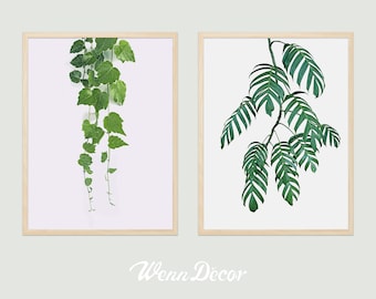 Set Of 2 Prints Botanical Print Eucalyptus Print Watercolor Painting Minimalism Print Wall Hanging Art Print Printable Art Wall Digital Art