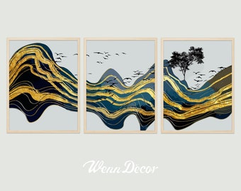 Set Of 3 Prints Mountain Print Abstract Print Modern Art Landscape Print Mountain Art Wall Hanging Art Print Printable Art Digital Print Art