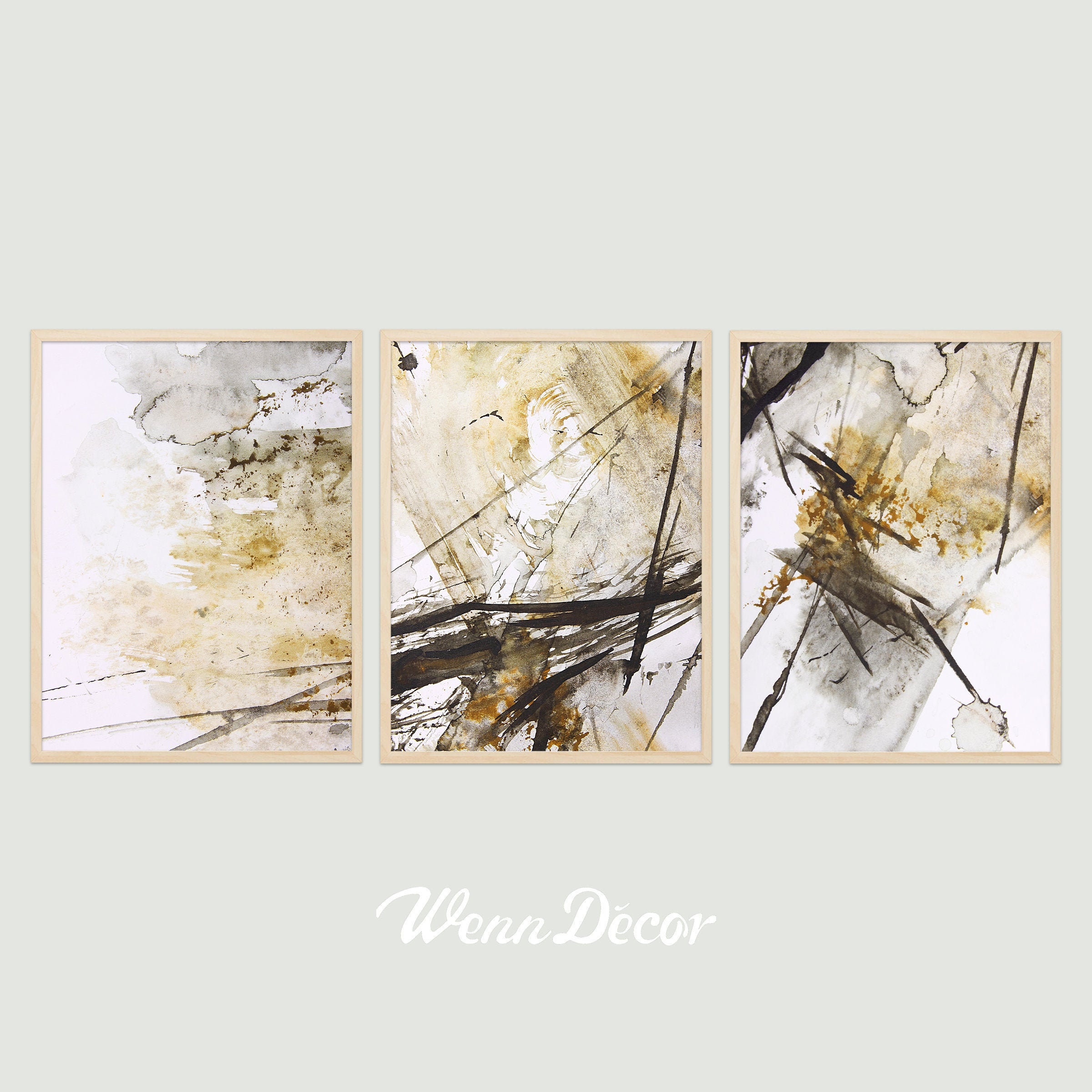 Set of 3 Prints Abstract Print Modern Art Oil Painting Ink Splash Print ...