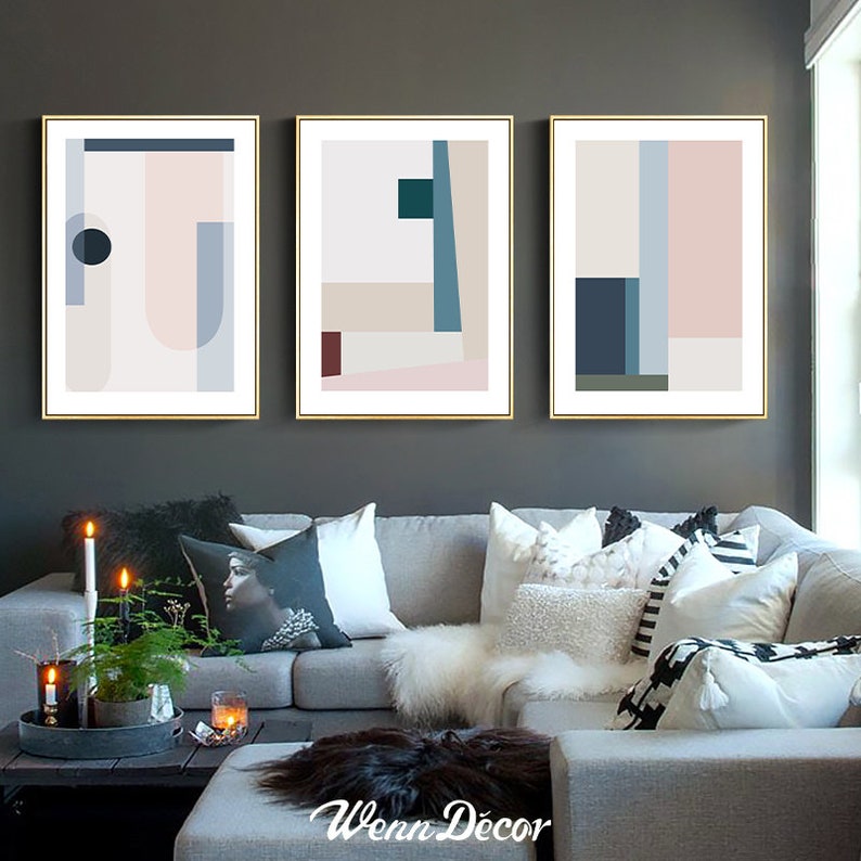 Set of 3 Prints Abstract Print Modern Art Color Block Print Etsy