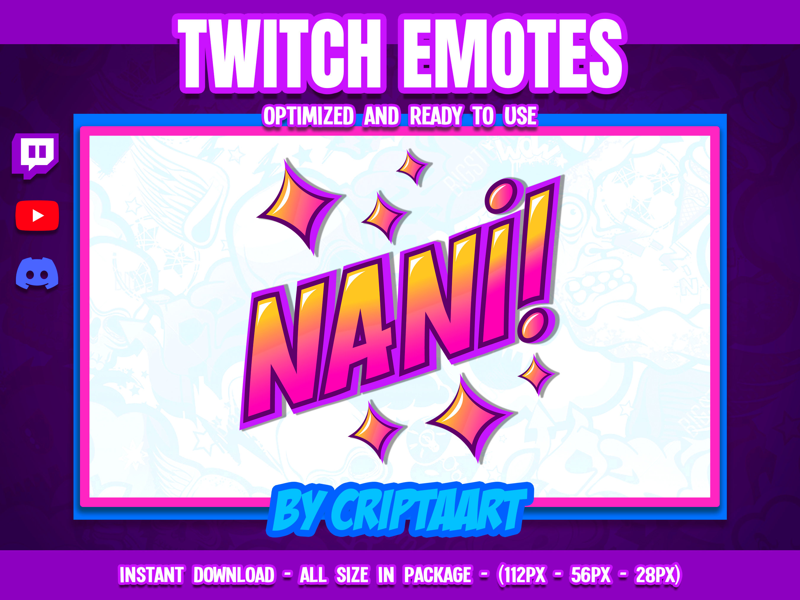 Nani Twitch Emotes, Nani Text Sub Emoji, Otaku Phrases, Anime, Items ...