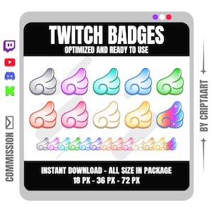 Cute Wing Twitch Sub Badges - Pastel Kawaii Wing Bit Badges for Streamers | Aesthetic Fairy Wings